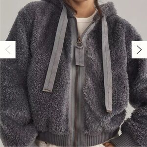 Pilcro Charcoal Teddy Jacket with Hood